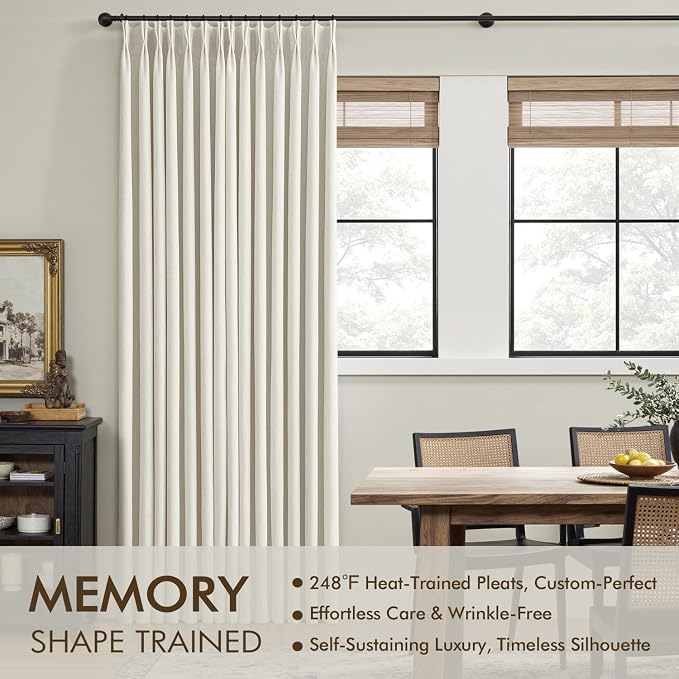 MIULEE Natural Extra Wide Pinch Pleated Blackout Curtains 60x90 Inches | Memory - Image 3