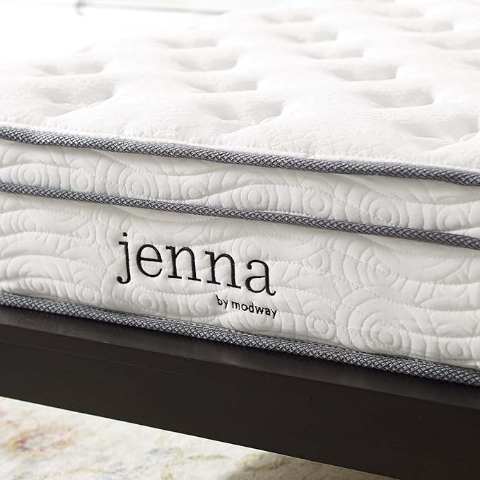 Modway Jenna 8” Innerspring and Memory Foam Narrow Twin Mattress With Individually Encased Coils White