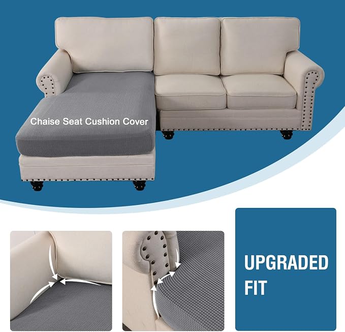 H.VERSAILTEX Sectional Couch Covers 1 Piece Chaise Slipcover L Shape Separate - Image 4