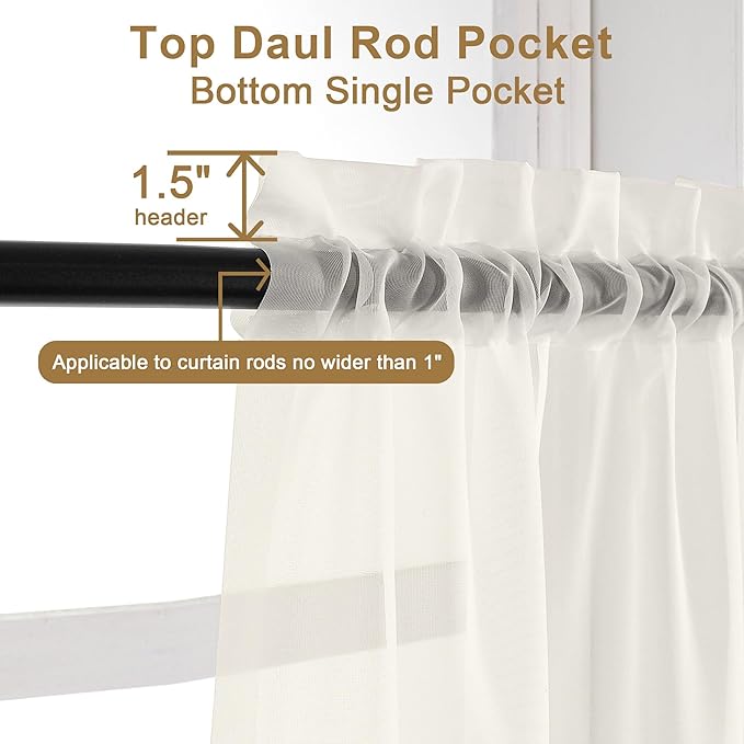 Chyhomenyc Sheer Valances for Windows, Light Filtering Small Window Curtains - Image 6