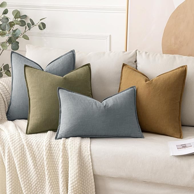 MIULEE Decorative Linen Euro Sham Pillow Covers 26x26 Gray | Boho Farmhouse​ - Image 4