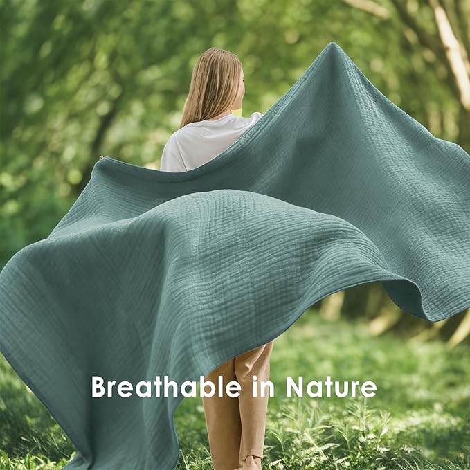 EMME Muslin Blankets for Adults Throw Blanket for Couch Breathable Gauze Soft - Image 5