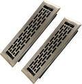 2x10 Inches 2 Pack Heavy Duty Walkable Floor Register - Easy Adjust Air Supply Lever Decorative Floor Vent Covers - Boston Design Vent Covers for Home - Antique Brass