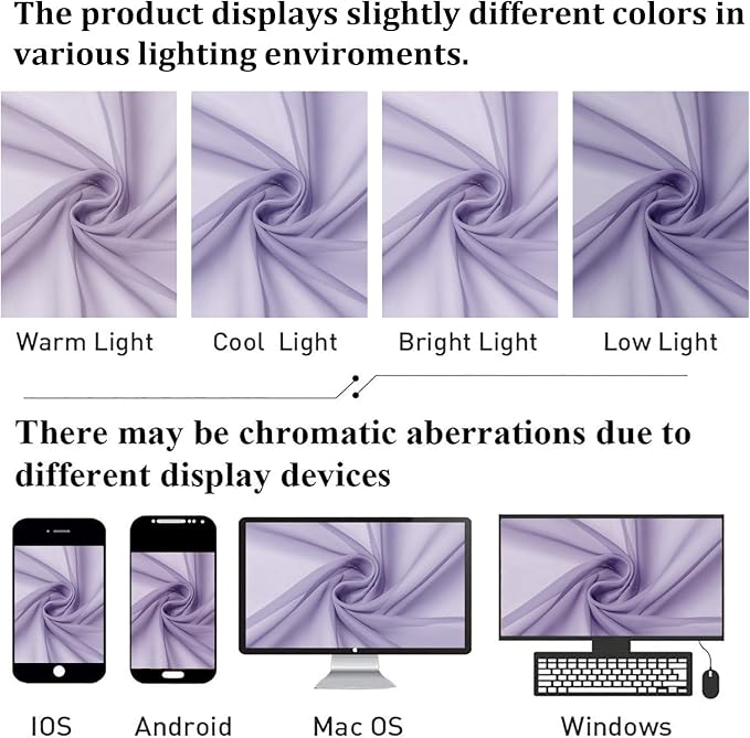 Lavender Sheer Kitchen Curtains 54 Inch Length 2 Panels, Double Rod Pockets - Image 7