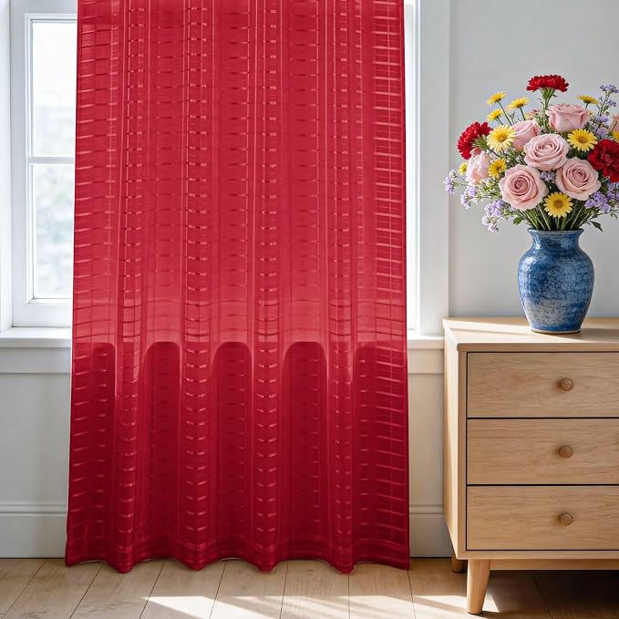 SpaceDresser Check Sheer Curtains 72 Inches Long - Image 3
