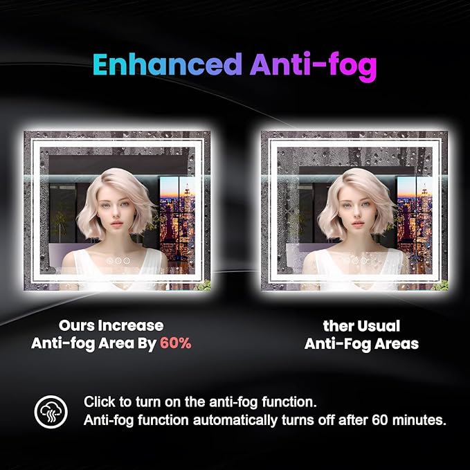 LED Mirror for Bathroom, 77"X36" with 8 RGB Backlit +3 Front Lit (Adjustable Individually), Anti-Fog, Large Lighted Bathroom Vanity Mirror for Wall,Shatterproof,Memory Function,Tempered Glass