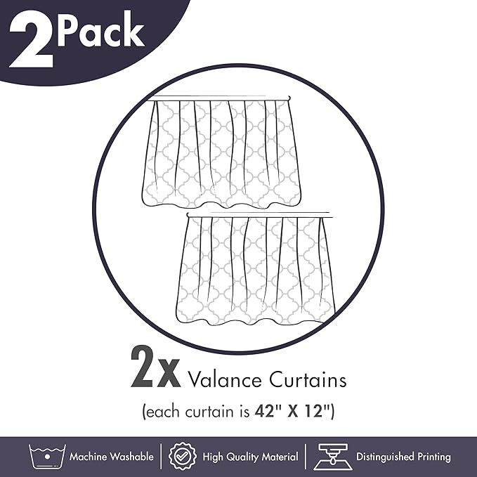 Ambesonne Music Window Valance Pack of 2, Abstract Style Professional Pattern Notes and Clef Sheet Play Writing Print, Rod Pocket Curtain Valances for Kitchen Bedroom, 42" X 12", Black White