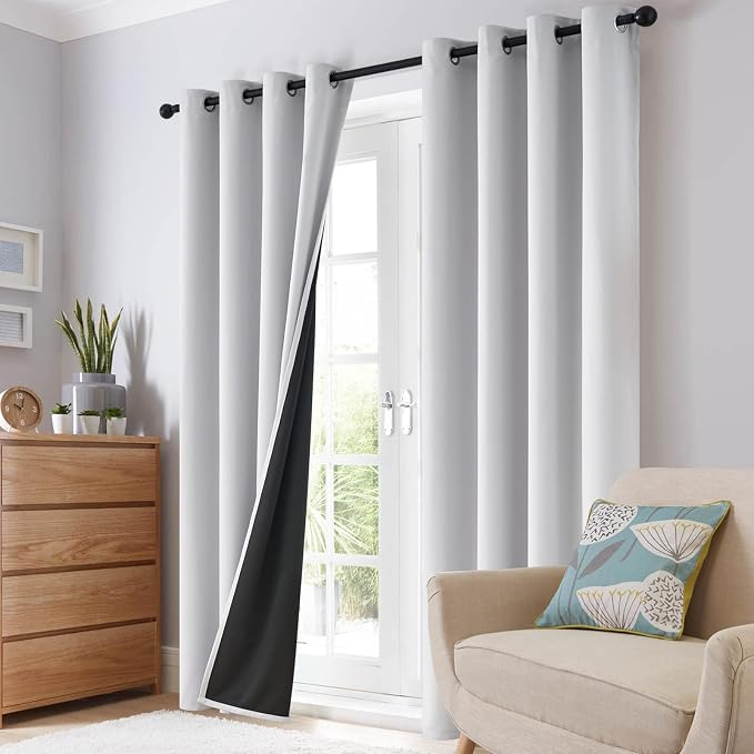 SimpleHome White 100% Blackout Curtains Room Darkening Living Room 63 Inch | - Image 8