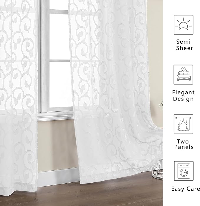 Furman Extra Long Sheer White Curtains 96 inches Long - Image 8