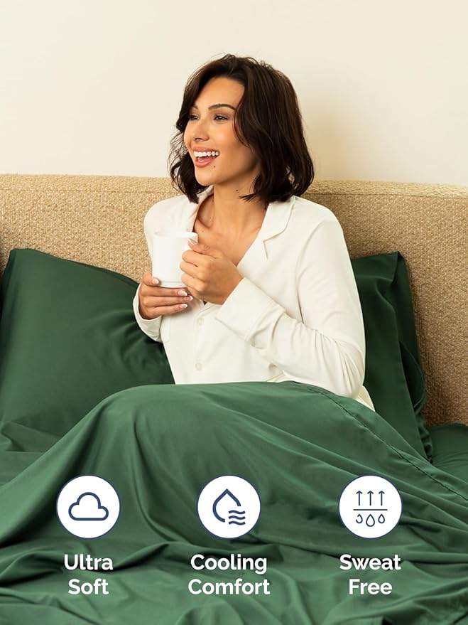 Extra Deep Twin XL Sheet Set - 4 Piece Breathable & Cooling Sheets - Hotel Luxury Bed Sheets Set - Easy Fit - Soft, Wrinkle Free & Comfy Sheets Set - Emerald Green Sheet Set with Extra Deep Pockets
