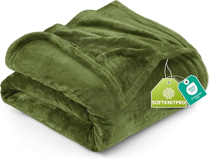 Utopia Bedding Fleece Blanket King Size Olive 300GSM Luxury Fuzzy Soft by UTOPIABEDDING