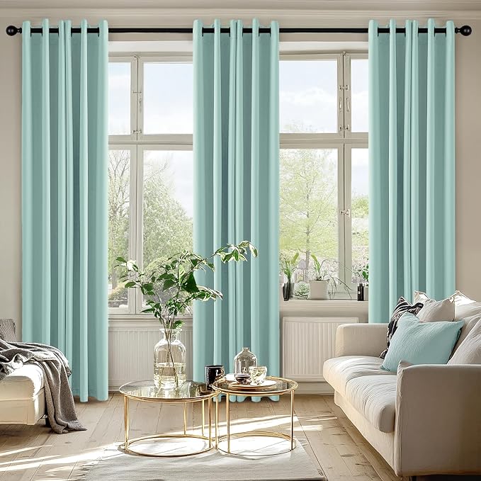 MIULEE Blackout Curtains for Bedroom 2 Panels 40 x 84 Inch Long Aqua | Thermal - Image 6
