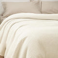 PHF 100% Cotton Waffle Weave Blanket Queen Size for Bed,Snag Proof Lightweight Breathable Moisture-Wicking Throw for Couch,Great for Layering in Cold Weather,Machine Washable, Home Decor Gift-Cream