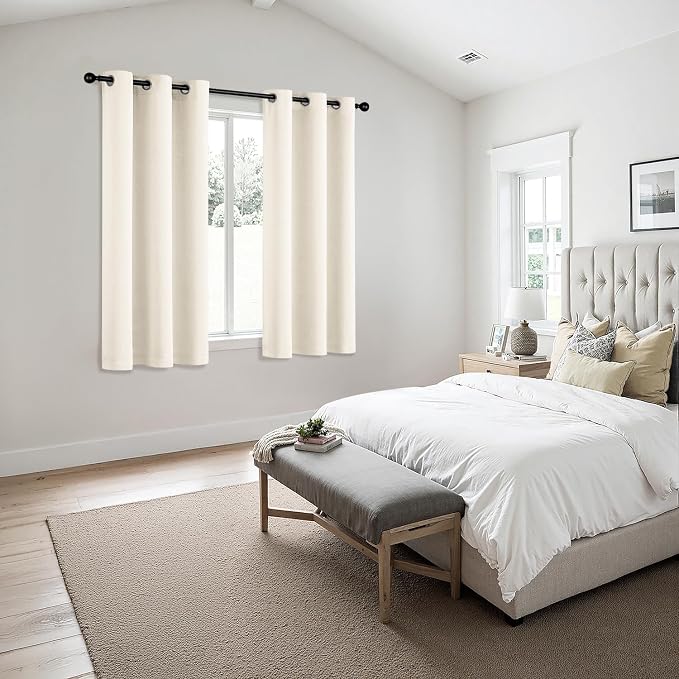 MIULEE Blackout Curtains for Bedroom 2 Panels 40 x 63 Inch Long Beige White | - Image 6