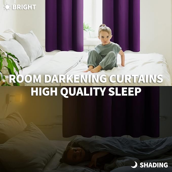 BGment Blackout Curtains - Grommet Thermal Insulated Room Darkening Bedroom and Living Room Curtain, Set of 2 Panels (42 x 84 Inch, Royal Purple)
