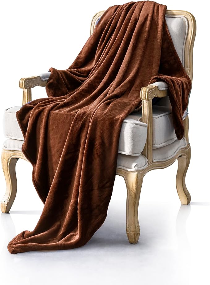 Brown Fleece Plush Throw Blanket 50"x60"for Couch Sofa Fuzzy Cozy Flannel | - Image 5