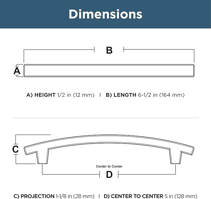Franklin Brass (10-Pack) – Matte Black Cabinet Handles, 5-1/16 Inch Hole Center, Pulls for Drawers, Kitchen Cabinet Door, Dressers | Pierce