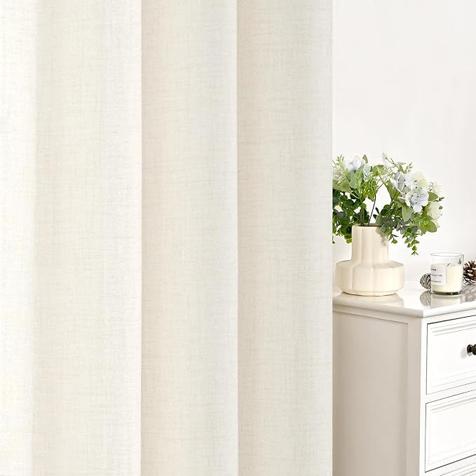 YoungsTex Ivory Linen Semi Sheer Curtains 54 Inch Length - Image 7