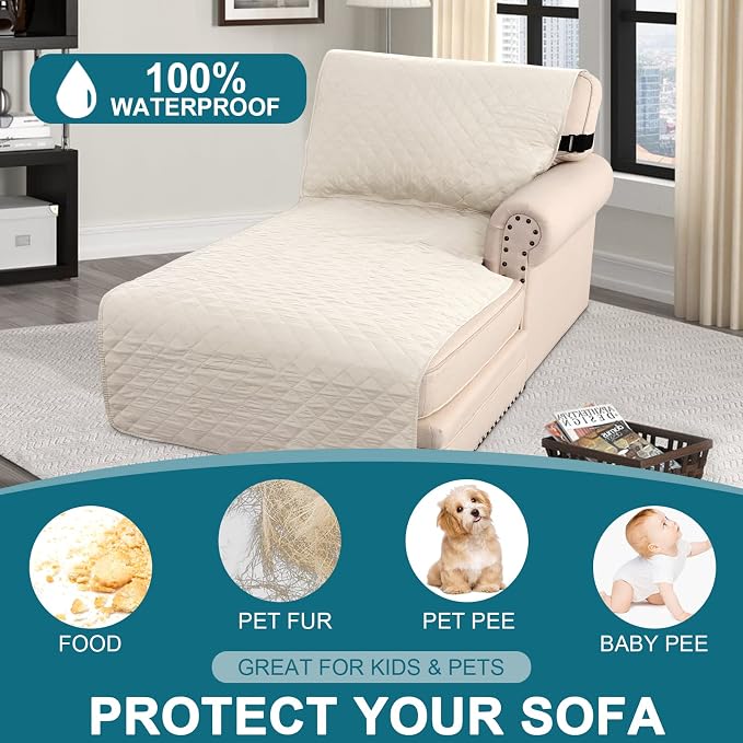 Turquoize 100% Waterproof Sofa Covers Chaise Lounge L Shape Sofa Protector Slip - Image 2