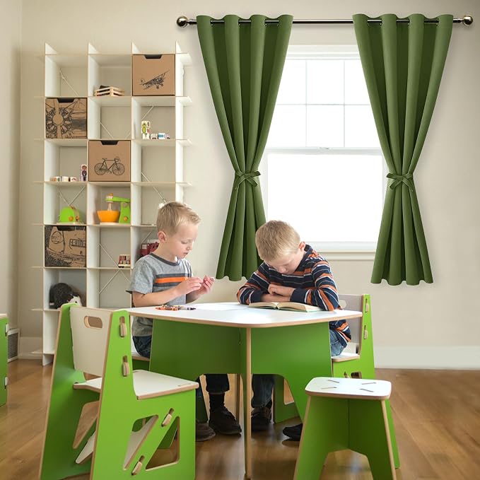 Blackout Curtains for Bedroom, Olive Green, 52 x 63 Inch 2 Panels | Thermal - Image 6