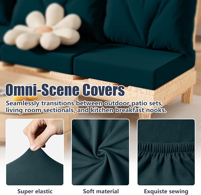 8Pcs Outdoor Cushion Covers, Stretch Patio Furniture Couch Chair Slipcovers | - Image 5