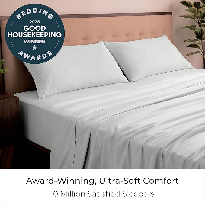 Mellanni California King Sheets Set - 4 PC Iconic Collection Bedding - Hotel Luxury, Extra Soft, Cooling Bed Sheets - Wrinkle, Fade, Stain Resistant (Cal King, Ivory)