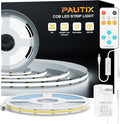 PAUTIX COB LED Strip Light Daylight White 6000K 16.4ft UL Listed CRI93+ Super Bright Dimmable 24V Flexible LED Tape Lights with RF Remote,for Cabinets Bedroom Mirror TV Office Decor DIY Lighting