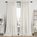 Cream Linen Curtains 108 Inches Long 2 Panels Back Tab Rod Pocket Modern by Nanspring