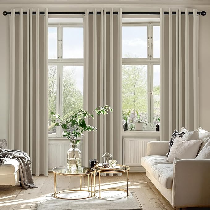 MIULEE Blackout Curtains for Bedroom 2 Panels 40 x 72 Inch Long Sand | Thermal - Image 6