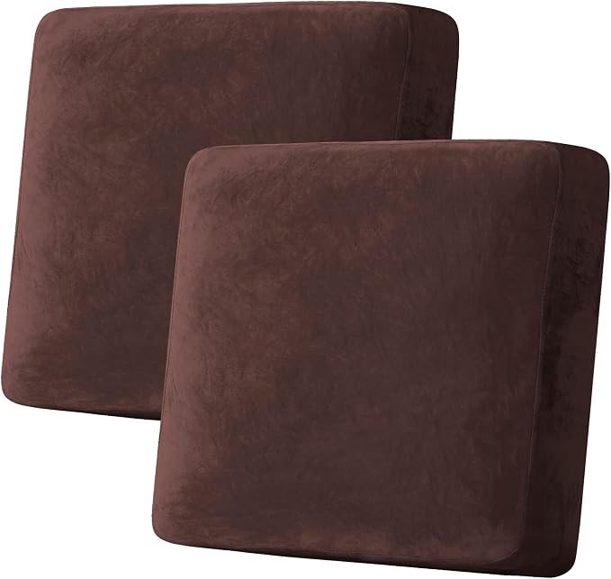 H.VERSAILTEX Velvet Stretch Couch Cushion Cover Plush Cushion Slipcover by HVERSAILTEX