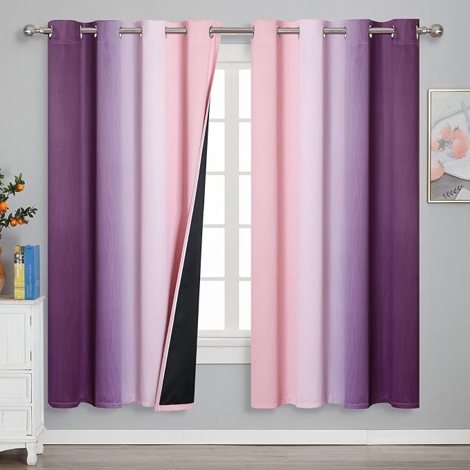 Pink and Purple Ombre Blackout Curtains by ESTELARTEXTILER