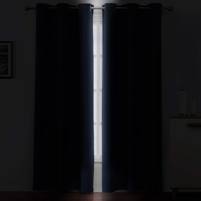 Navy Blue Blackout Curtains 34 x 84 Inch Length/Set of 2 Curtain Panels/Thermal - Image 3