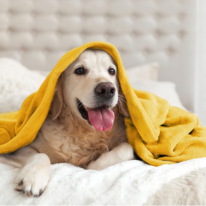 BEDELITE Fleece Blanket Soft Plush King Size Bed Blanket Yellow 108"x90" | - Image 9