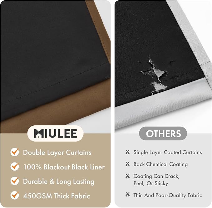 MIULEE Brown 100% Blackout Curtains - Image 4