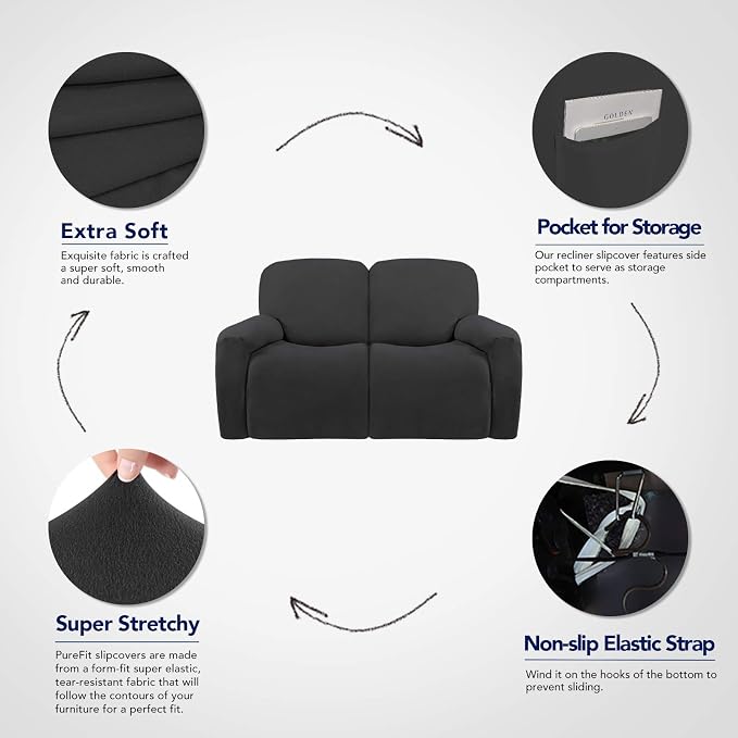 PureFit Super Stretch Loveseat Recliner Sofa Couch Cover - Image 3