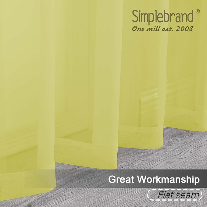 Simplebrand Lemon Sheer Curtains 84 Inches Long, Light Filtering Rod Pocket - Image 2