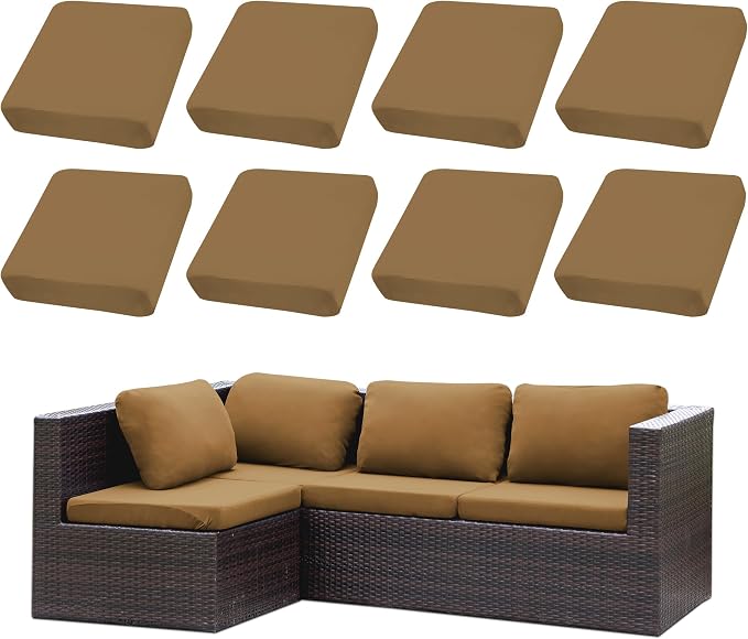 8PCS Patio Cushion Covers.Patio Furniture Couch SeatSlipcovers | Washable by SUKAIKEQA