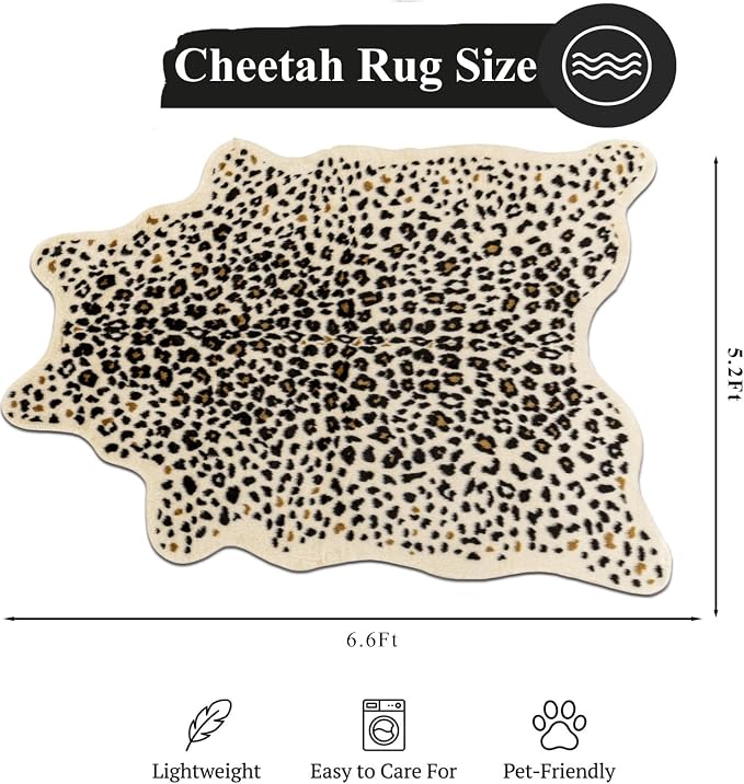Cheetah Rug, Leopard Print Rug 5.2x6.6 Faux Animal Print Carpet Cheetah Area Rug - Image 2