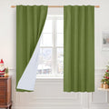 Sage Green 100% Blackout Linen Curtains 63 Inches by LAMIT