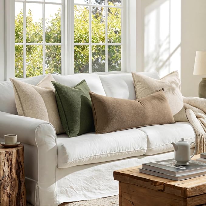 MIULEE Decorative Linen Lumbar Pillow Cover 14x36 Inch Khaki | Fall Autumn Boho - Image 4
