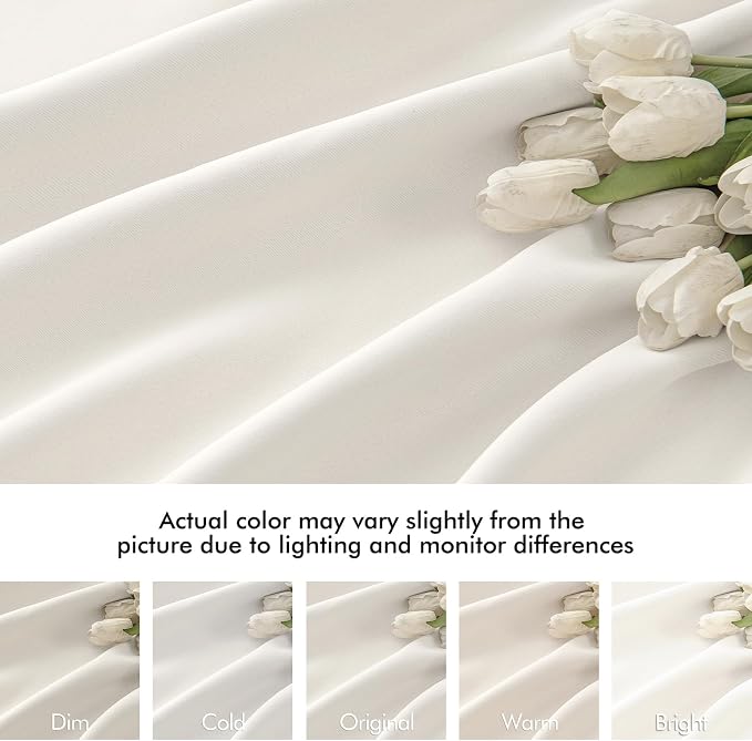 MIULEE Ivory Back Tab Blackout Curtains 52x72 Inches Long 2 Panels Set | Rod - Image 8