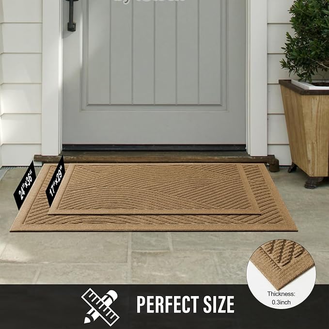 Sturdy Front Door Mat, Absorbent Muddy Dirt Resist Welcome Door Mats Outdoor - Image 2