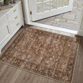 2x3 Brick Red Vintage Floral Washable Area Rug by HUGEAR