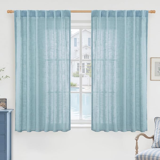 Semi Sheer Linen Curtains 45 Inches Long by LAMIT