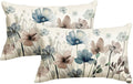 AVOIN colorlife Poppy Flowers Blue Brown Pillow Covers 12x20 Inch Set of 2 | by AVOINcolorlife
