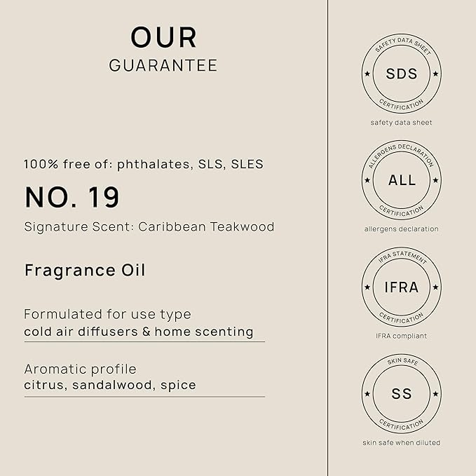 VINEVIDA [32 Fl Oz] Caribbean Teakwood Fragrance Oil for Cold Air Diffusers, Essential Oils for Diffuser Oil Refill & Air Freshener Room Spray