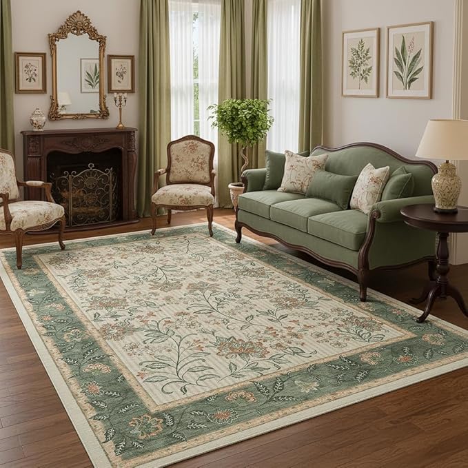 GarveeHome 5x7 Area Rug Sage Green Washable Rugs by GarveeHome
