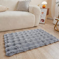Blue Grey Rabbit Plush Rug 2'x3', Fluffy Shaggy Area Rug by CHOVY