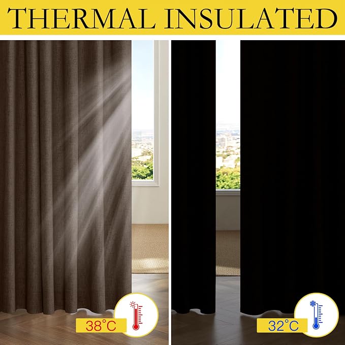 NICETOWN 100% Blackout Brown Curtains - Image 6