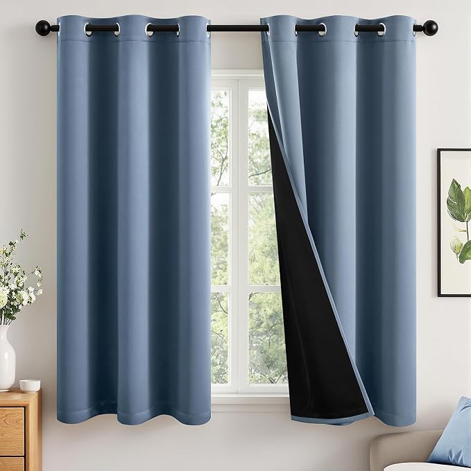 MIULEE Stone Blue 100% Blackout Curtains by MIULEE